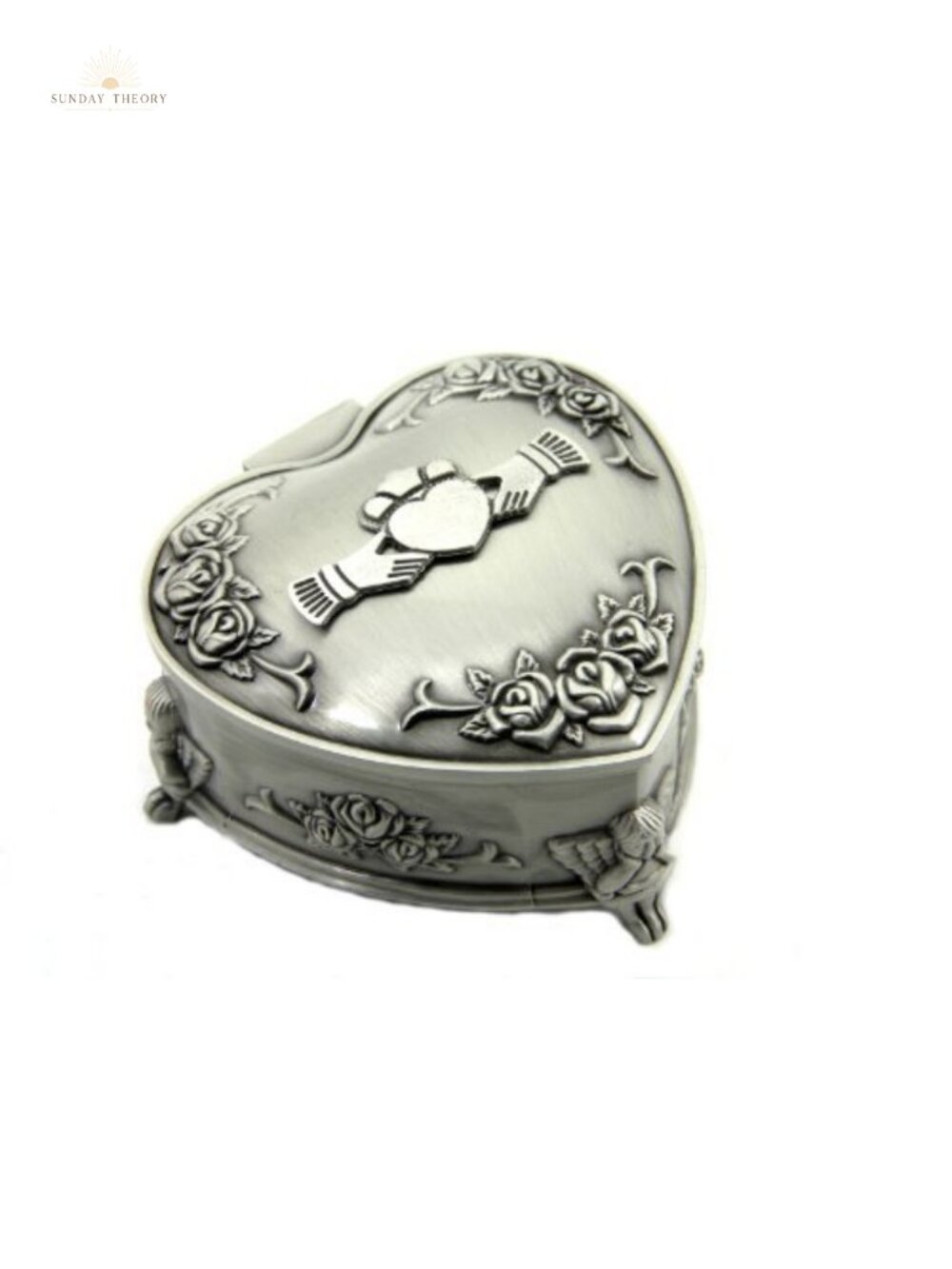 Claddagh Celtic Pewter Jewelry Box Heart-Shaped Handmade in Ireland